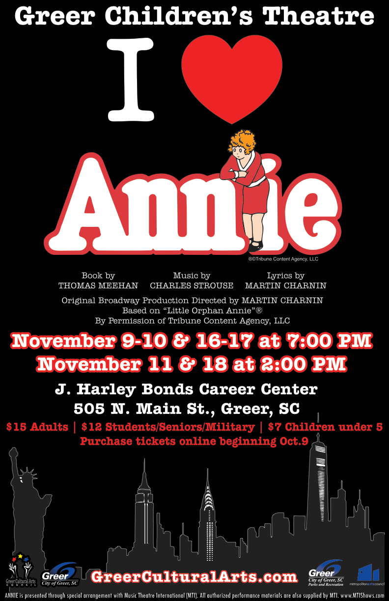 Greer Children S Theatre Presents Annie Iongreenville Your Guide To Greenville South Carolina