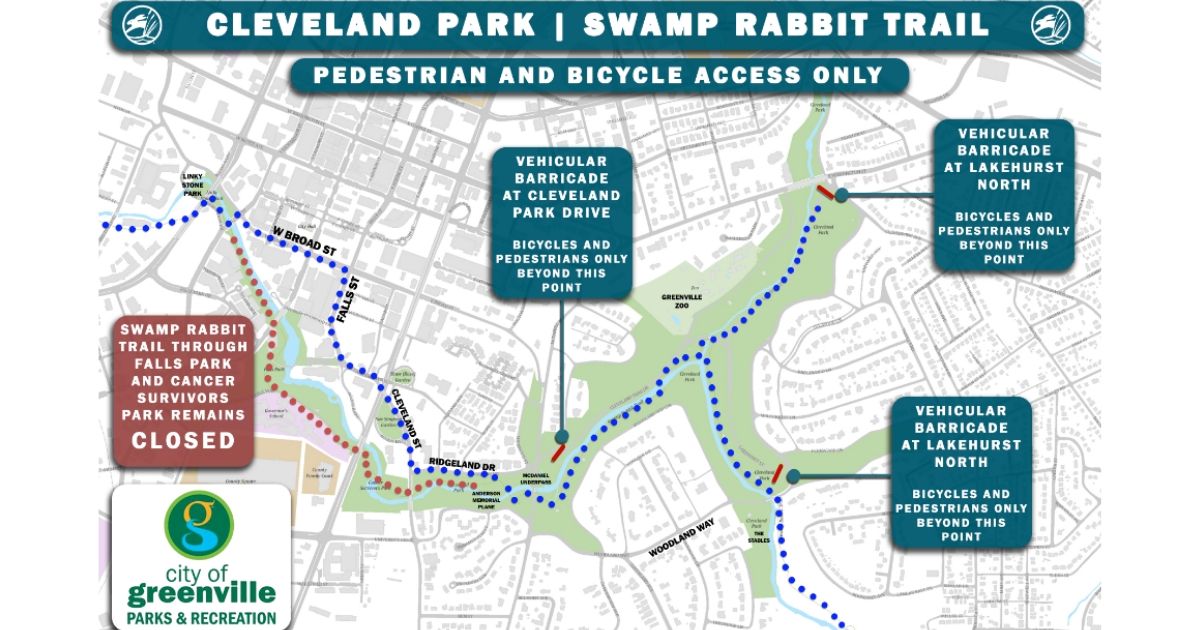Swamp Rabbit Trail will reopen at noon on Monday, May 4